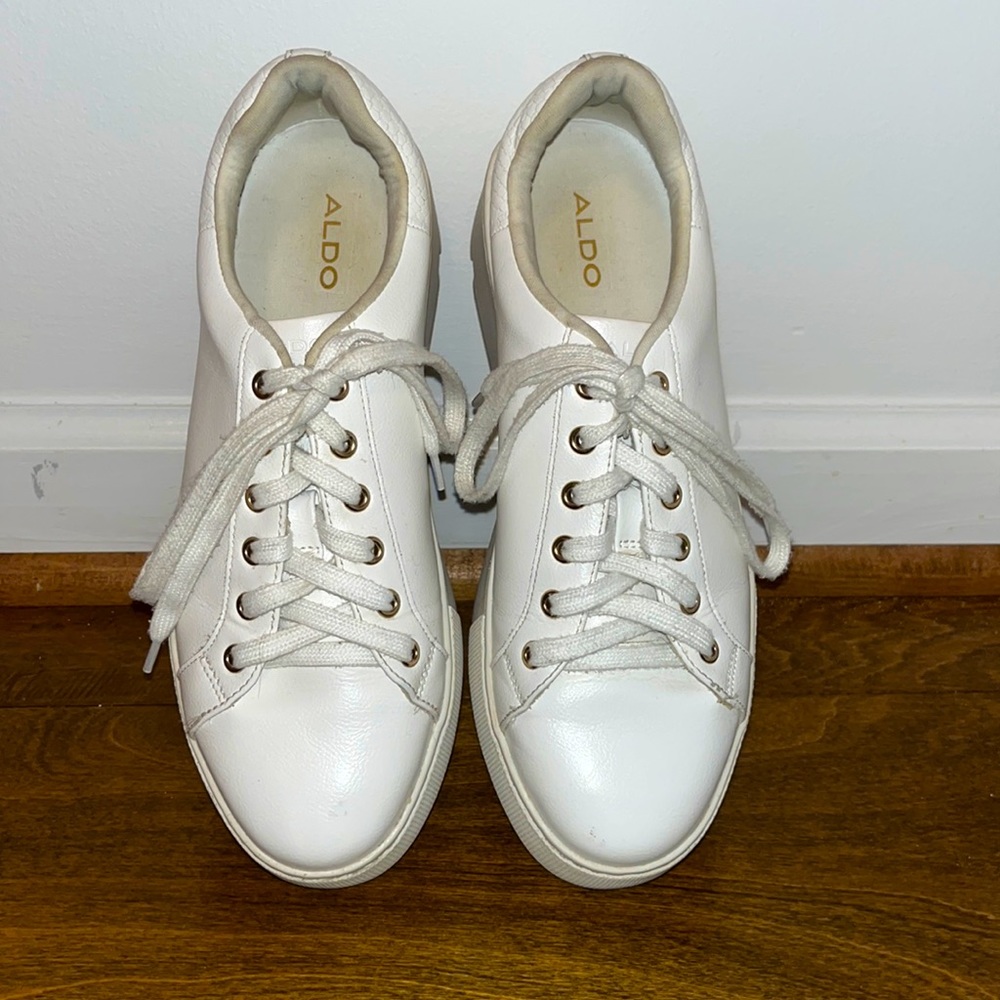 ALDO Chunky White Platform Sneakers - Size 8